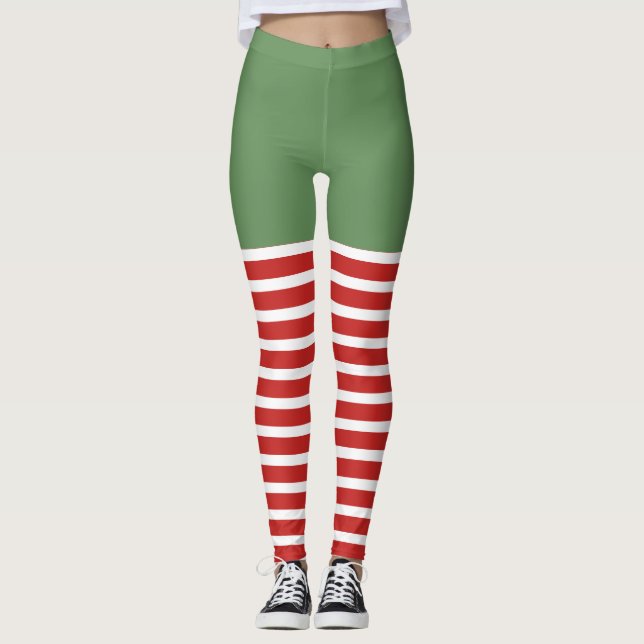 Feriado Sexo Leggings Candy Cane de Natal (Frente)