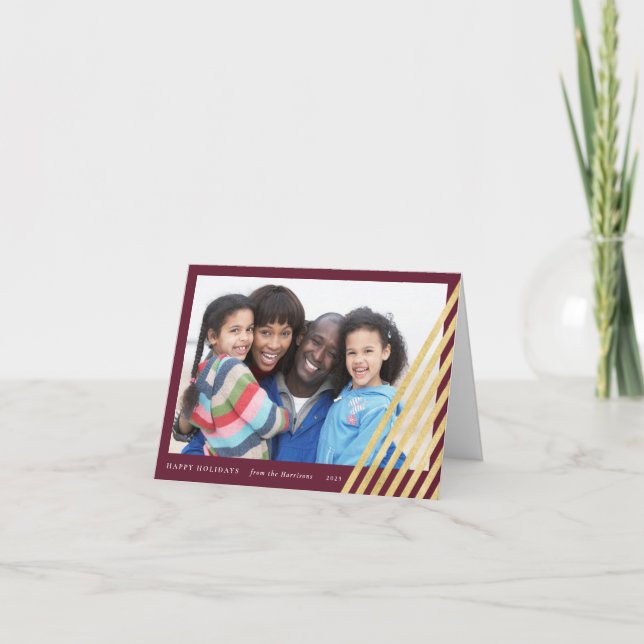 Feriado Único Moderno 1 Cartão com fotos | Vermelh (Frente)