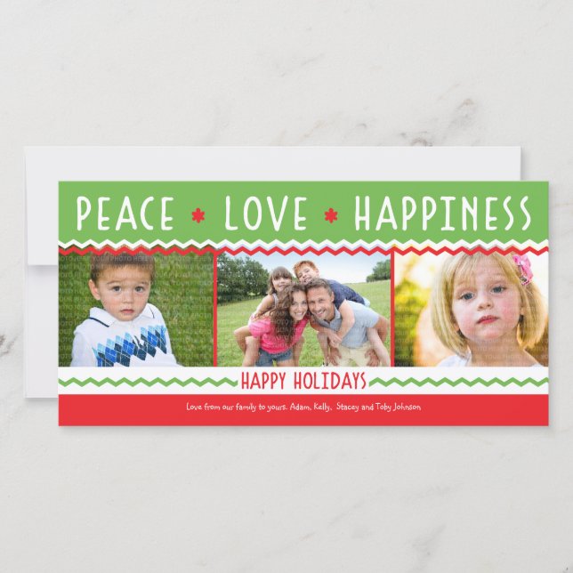 Feriado Vermelho e Verde - Friso 3 Cartão com foto (Frente)