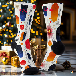 Feriado Vibrante com Sunbursts Vermelhos, Azuis e 