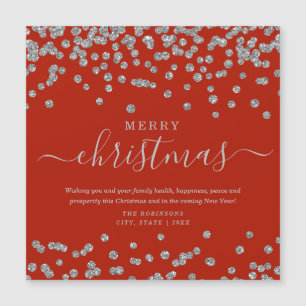 Feriados de Natal em prata simples vermelho brilha