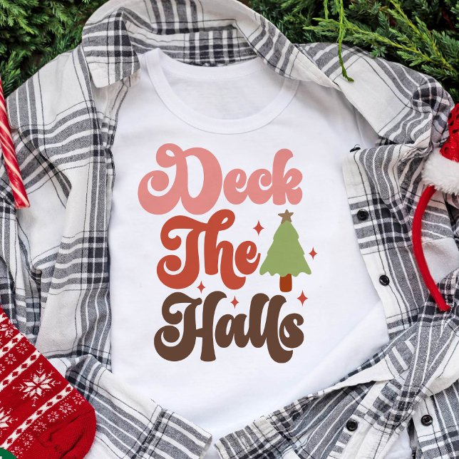 Feriados de Natal na Terra dos Tempos (Deck the Halls Retro Groovy Christmas Holidays T-Shirt)