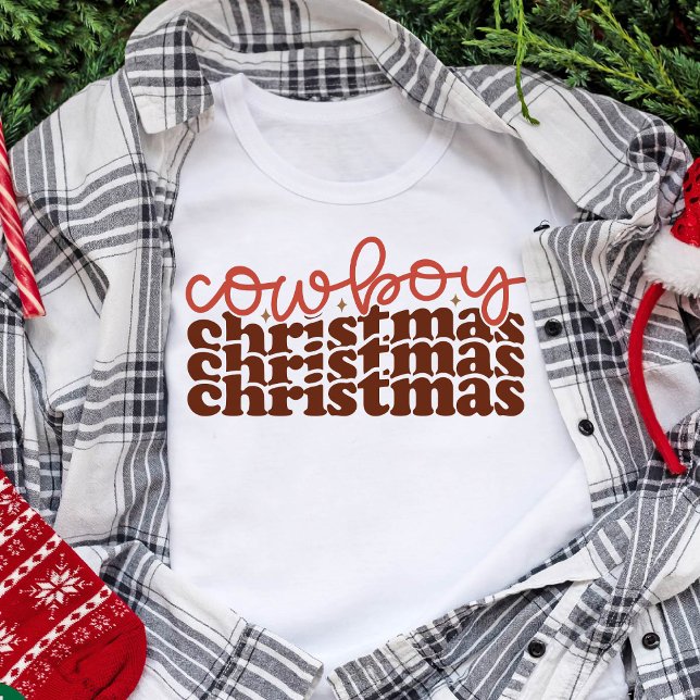 Feriados de Natal Retro Groovay Cowboy (Cowboy Christmas Retro Groovy Christmas Holidays T-Shirt)