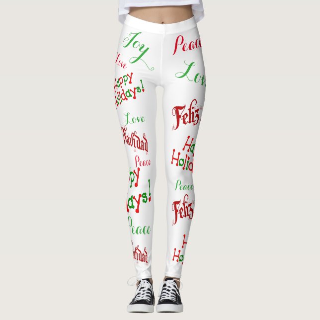 Feriados Feliz Navidad Impressão Womens Leggings (Frente)