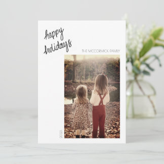 Feriados felizes - Cartão manuscrito minimalista