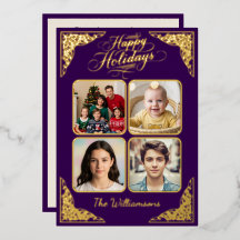 Feriados felizes Dourados, quatro fotos, púrpura,