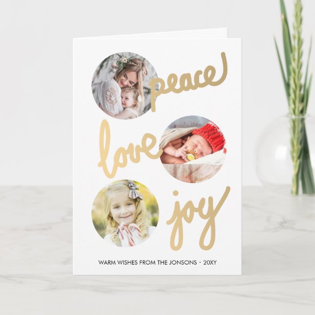 Feriados Manuscritos Dourados 3 Cartão de Colagem  (Frente)