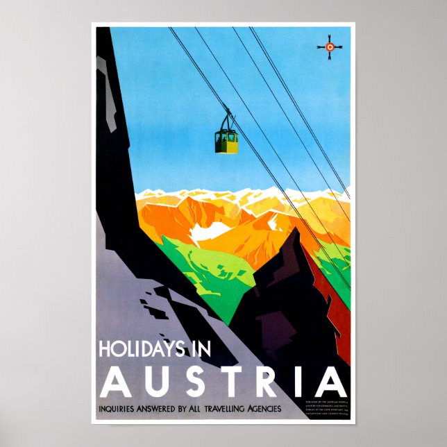Feriados na Áustria - Poster de Viagens vintage re (Frente)