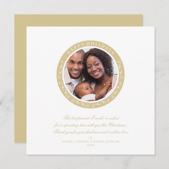 Feriados Ornamentais Felizes Foto de Natal Clássic (Frente/Verso)