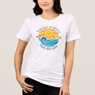 Férias de Verão na Praia com Sol e Onda do Oceano 