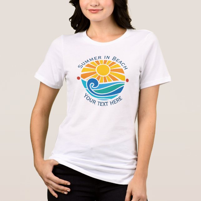 Férias de Verão na Praia com Sol e Onda do Oceano  (Frente)