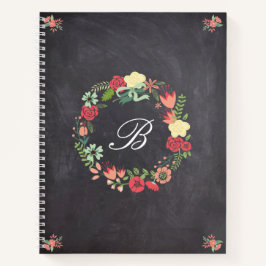 Ferida Floral no Monograma de Chalkboard
