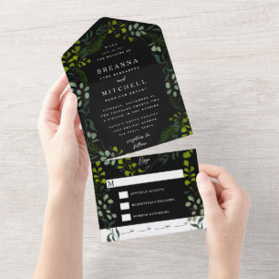 Fern Eucalyptus - Casamento Preto Verde Desenhado