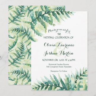 Fern Greenery Watercolor Convite para Casamento