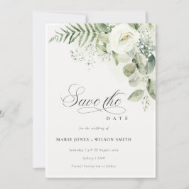 Fern Greenery White Floral Salvar a Data Convite