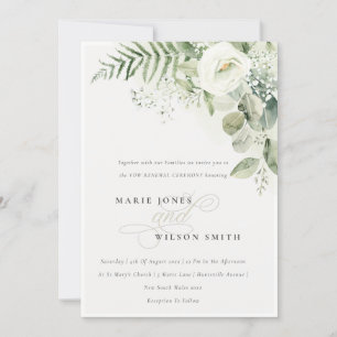 Fern Greenery White Floral Vow Renewer Convite