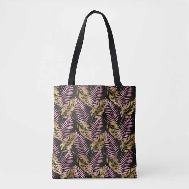 Fern Leaf Design a rosa e Bolsa Dourado (Frente)