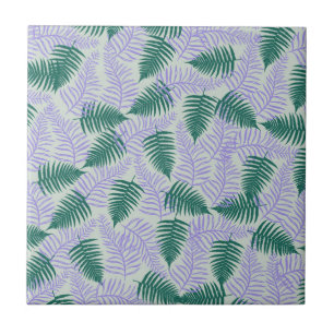 Fern roxo verde deixa padrão de flores retrô 70s