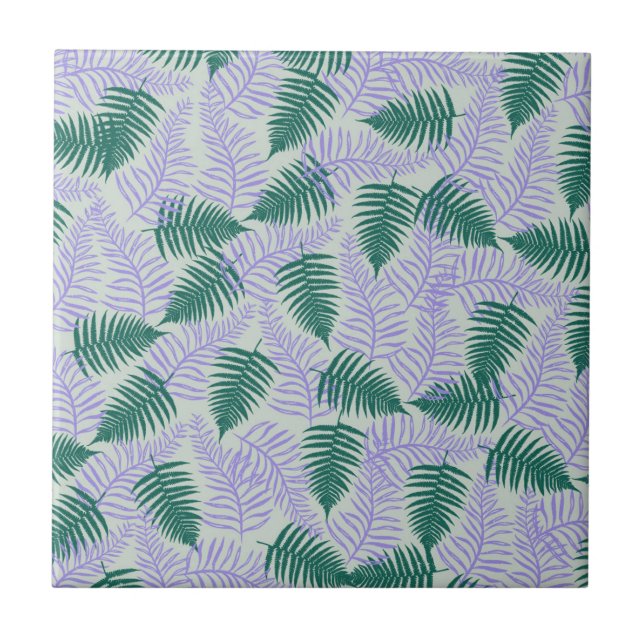 Fern roxo verde deixa padrão de flores retrô 70s (Frente)