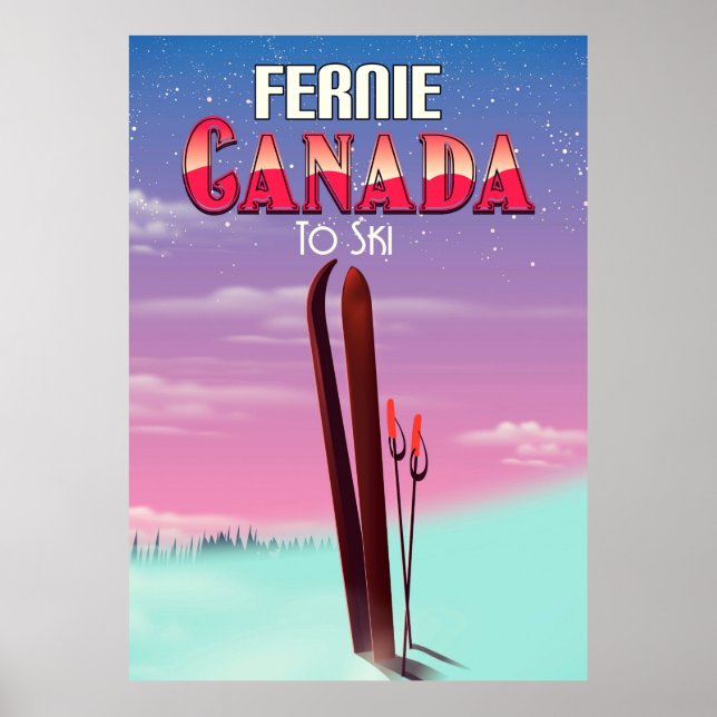 Fernie Canada ski poster de viagens. (Frente)