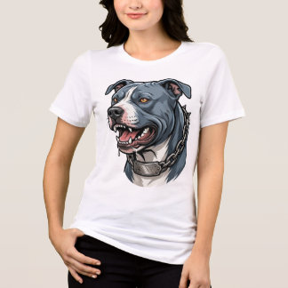 Feroz Pit Bull Cinza Azul com Colar de Cadeia com 