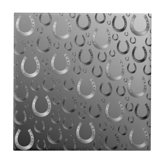 ferradura, prata, cinza padrão, sorte, padrão, (Frente)