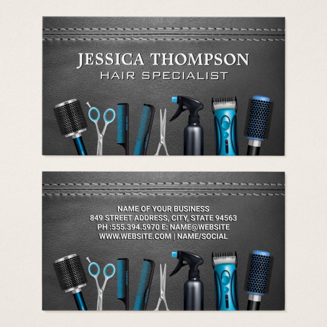 Ferramentas de cabeleireiro | Couro-pregado (Frente & Verso)