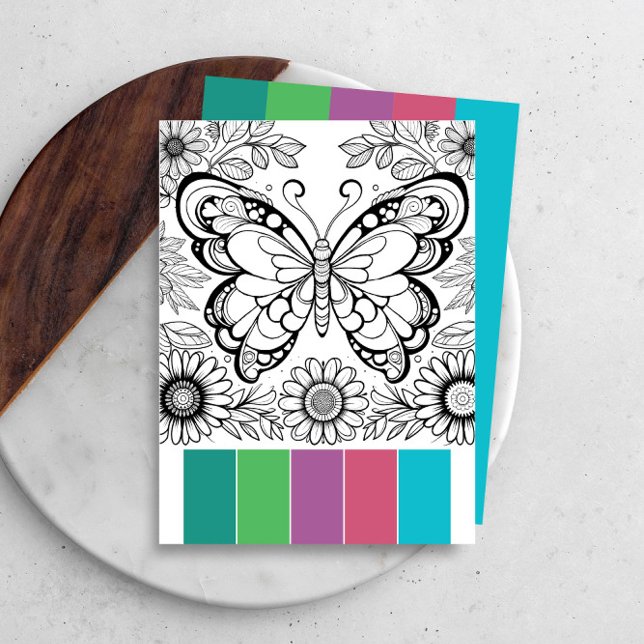 Ferramentas de reaxamento de Cartões de Coloração  (Butterfly coloring pages for adults feature a color matching system by Do tell A Belle)