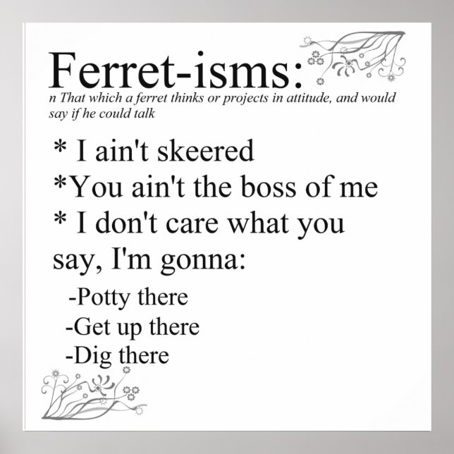 Ferret-isms & Sayings Impressão (Frente)