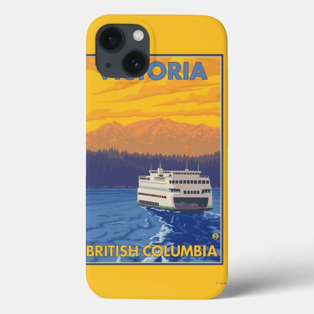 Ferry and Mountains - Victoria, BC Canada (Verso)