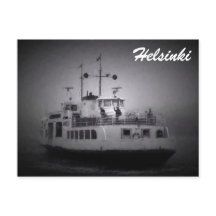 Ferry Suomenlinna (Helsínquia) no cartão postal de