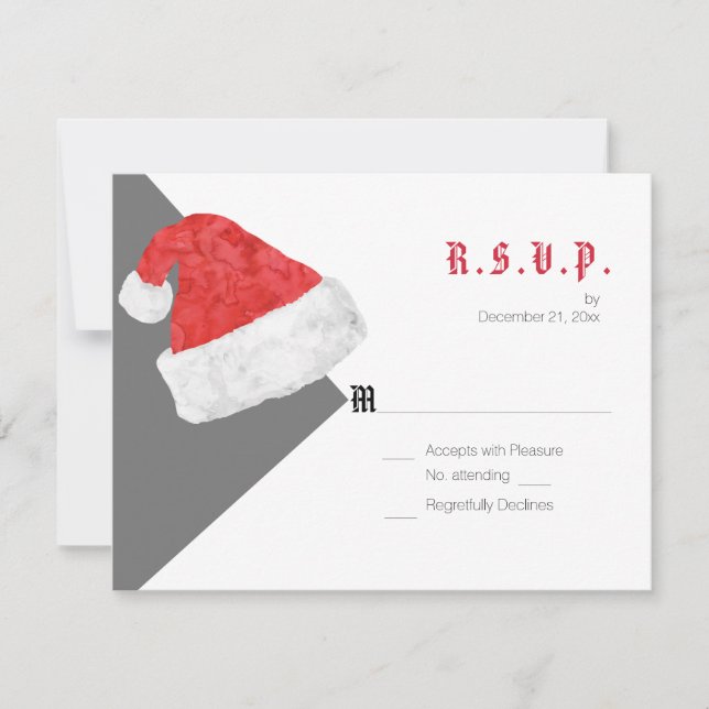 FesSanta Hat Cinza de Casamento de Natal RSVP (Frente)