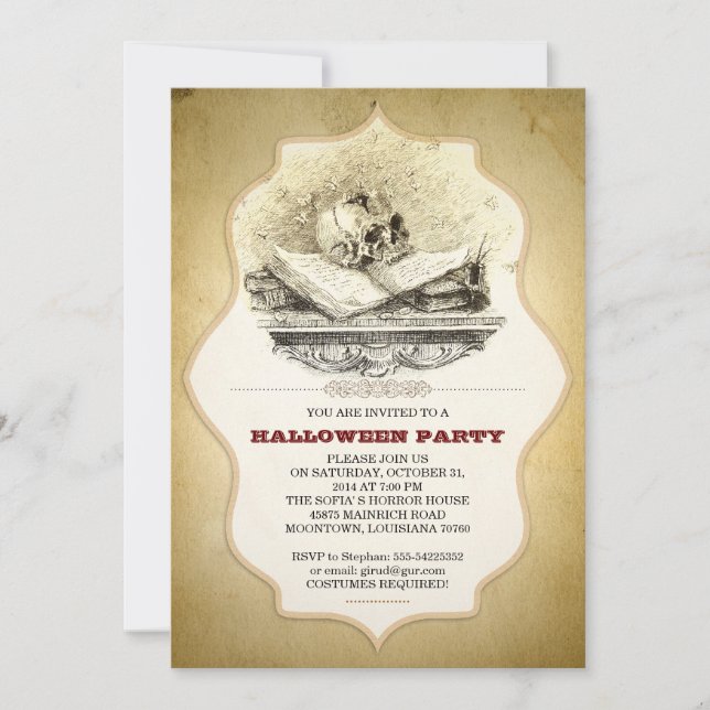 festa assustadora do Halloween quebrou convites (Frente)