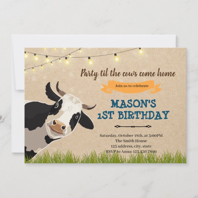 Festa até que as vacas voltem para casa convite da (Frente)
