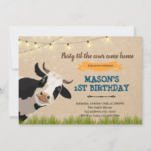 Festa até que as vacas voltem para casa convite da