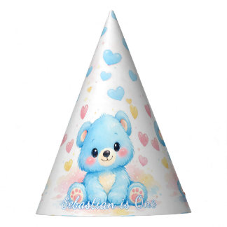 Festa Bebês Ursos Azuis Fofos Chapéu de Aniversário Past