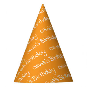 Festa Chapéu de Aniversário Laranja Personalizado com No