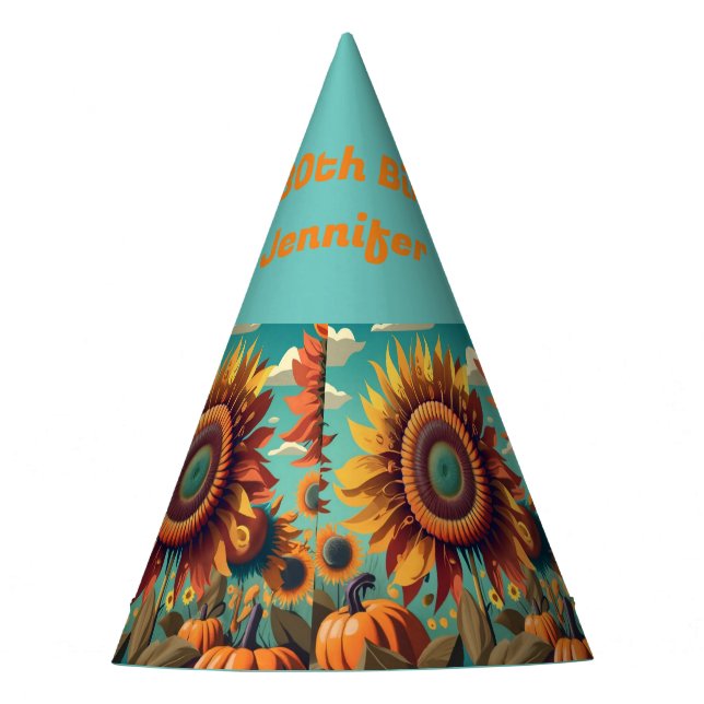 Festa Chapéu de Aniversário Personalizado de Girassol, C (Frente)