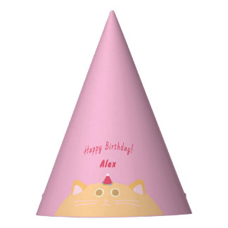 Festa Chapéu de Aniversário Rosa de Gatinho Fofo