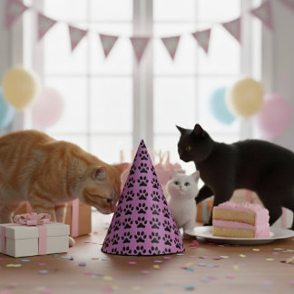 Festa Chapéu de Festas com Pegada de Gato