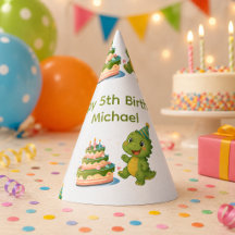 Chapéu de papel de aniversário de dinossauro perso
