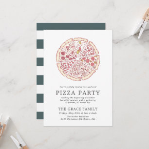 Festa Clássica de Pizza   Convite Listrado