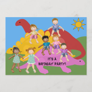 Festa Com O Convite De Aniversário Dinos 5x7