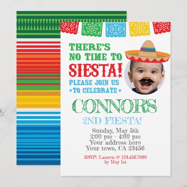 Festa, Convite de Cinco de maio com Foto (Frente/Verso)