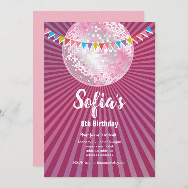 festa da discoteca, brilho, dança, convite de fest (Frente/Verso)
