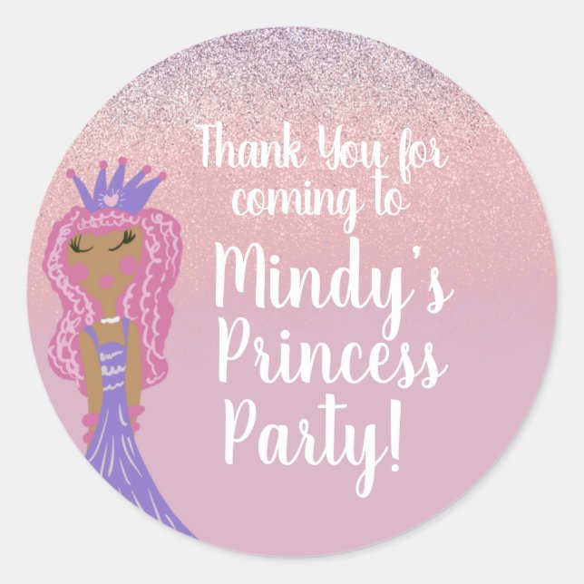 Festa da Princesa Fofa Doodle Adesivo Redondo Clás (Frente)