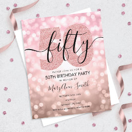 Festa de 50 Aniversário Rosa Dourado Moderno e Ele