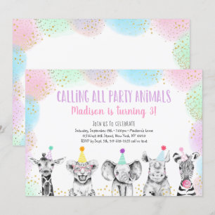 Festa de Animais Menina Safari Convite de Anivers