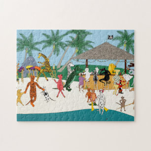 Festa de Animais na Praia Quebra-Cabeça 11x14