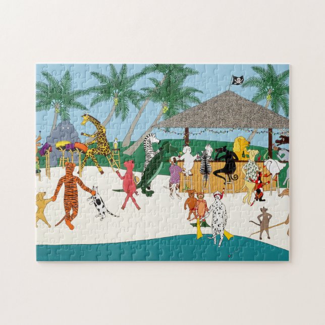 Festa de Animais na Praia Quebra-Cabeça 11x14 (Horizontal)